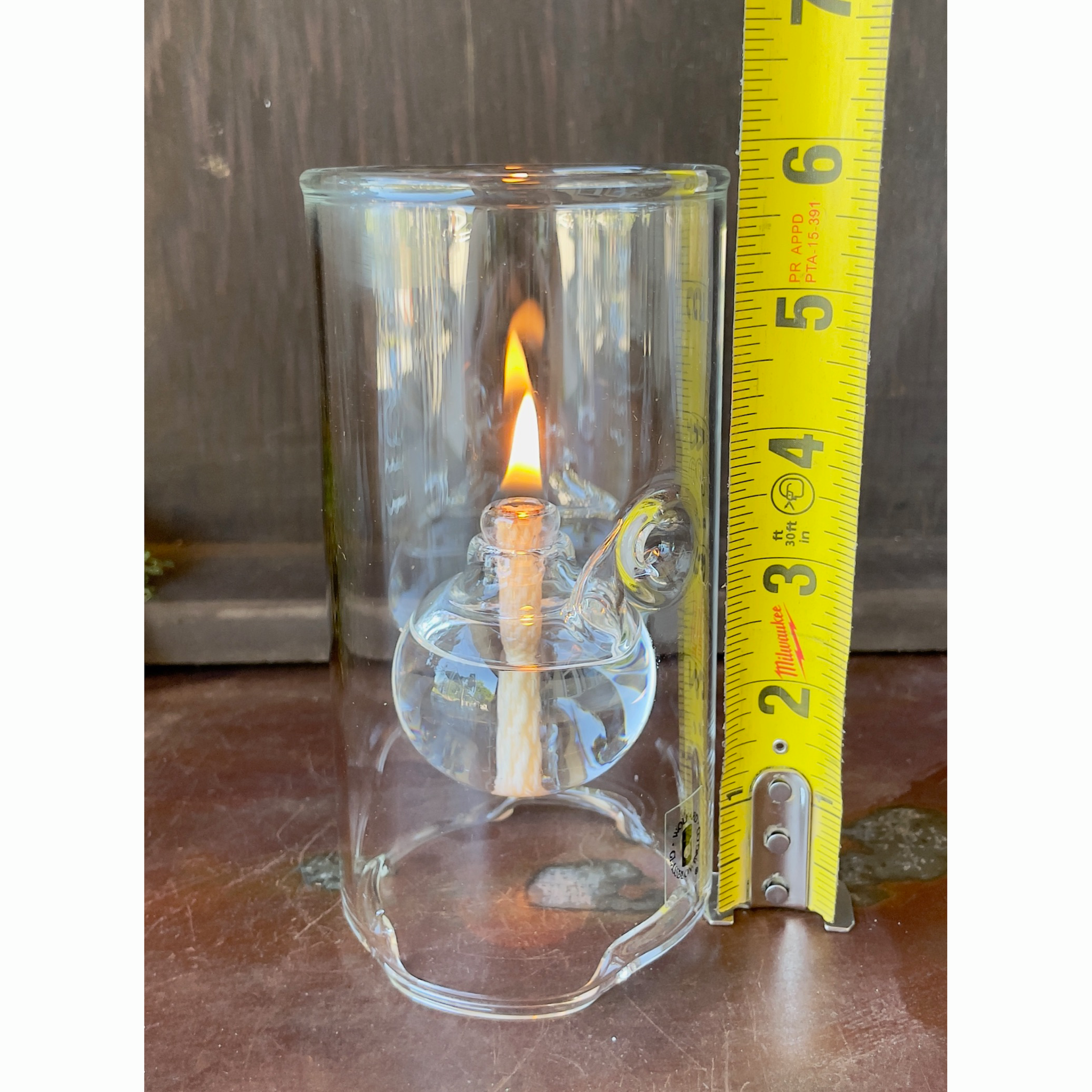 Wolfard Hand Blown Clear Oil Lamp Art outlet Glass Double Wick 9.5” Tall