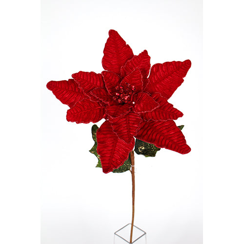 22” Gingerbread Poinsettia Stem with Red Berries - Decorator's
