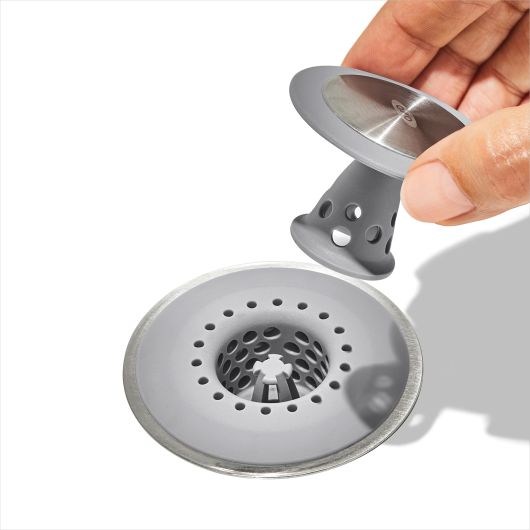 OXO Shower Stall Drain Protector, Bright Silver, Fits Over Shower